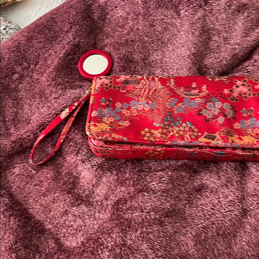 Lord & Taylor Red Patterned Clutch
